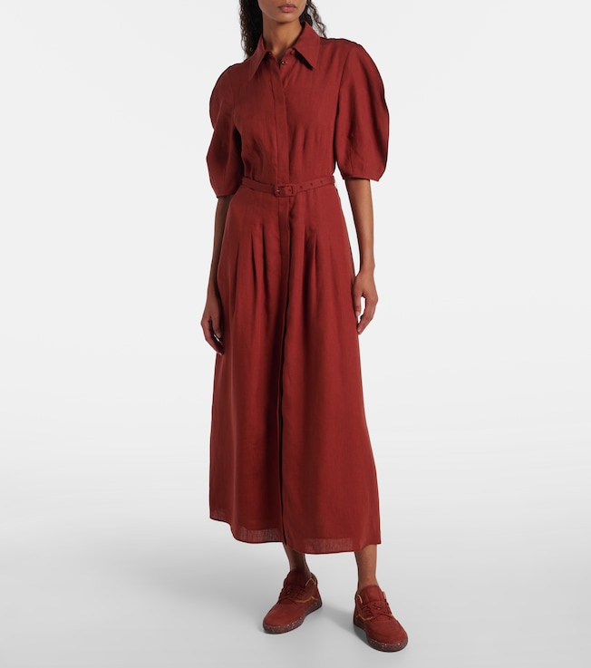 Gabriela Hearst Maude belted linen shirt dress