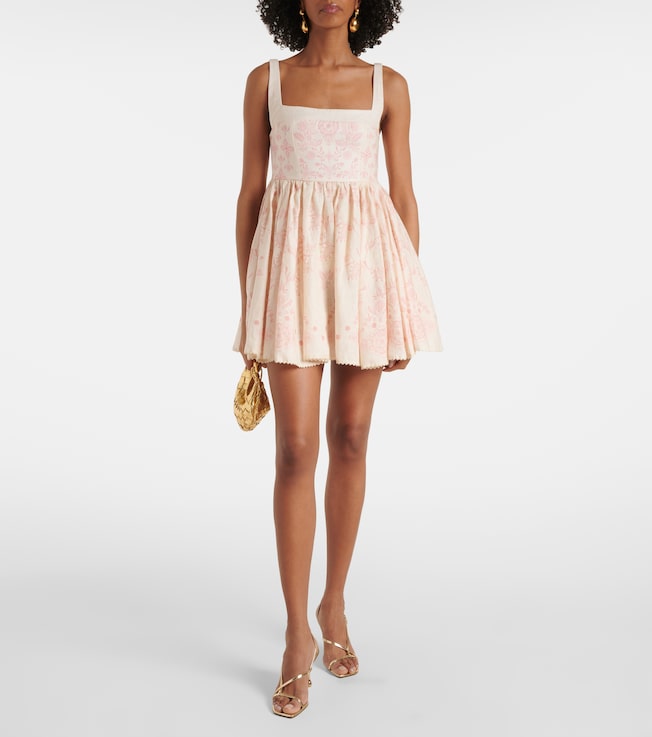 Agua by Agua Bendita Hierbabuena Floritura linen minidress
