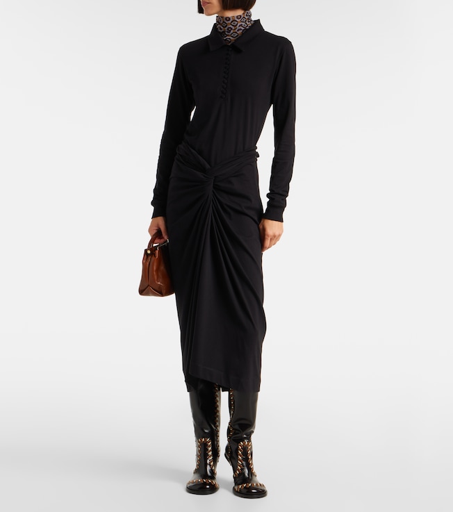 Dries Van Noten Gathered cotton jersey midi skirt