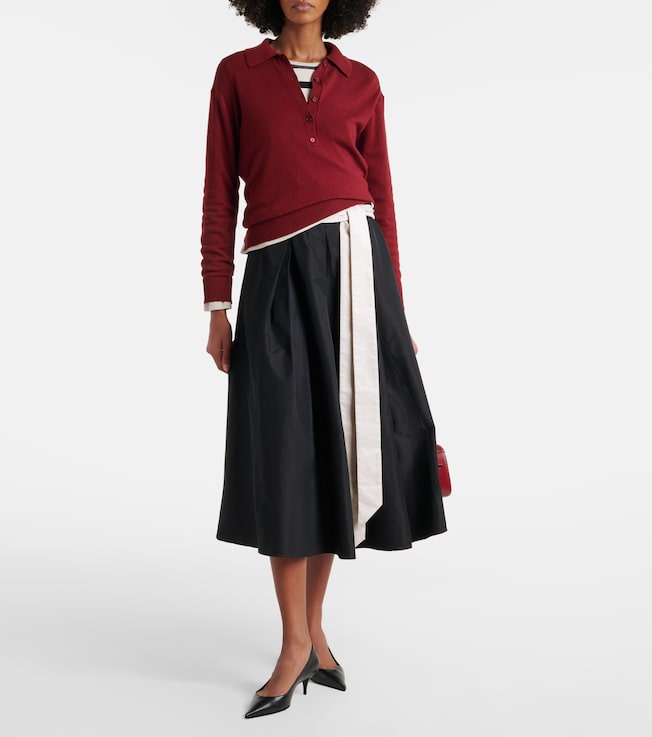 S Max Mara Baschi pleated cotton-blend midi skirt