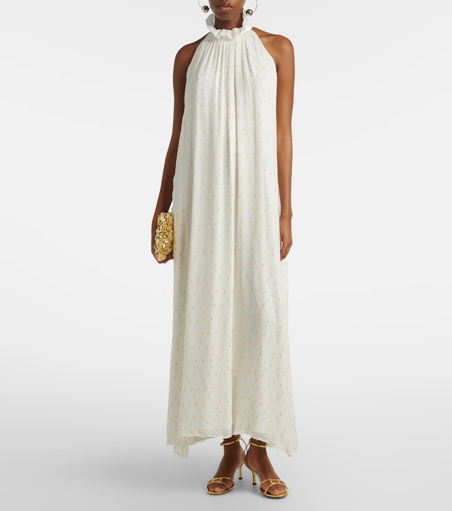 Xu Zhi Polka-dot silk-blend maxi dress