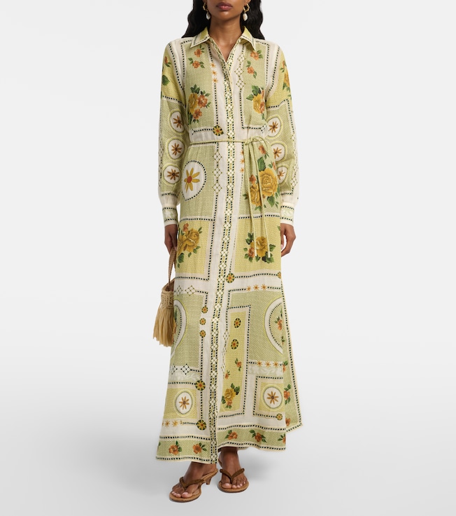 Alémais Dixie belted printed ramie shirt dress