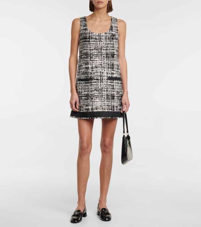 Prada Cotton and linen tweed minidress