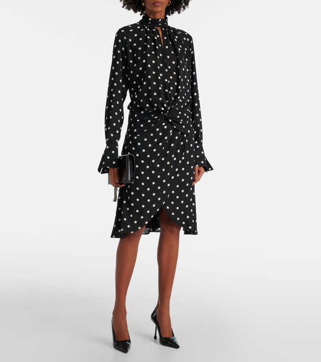 Nina Ricci Polka-dot gathered midi dress