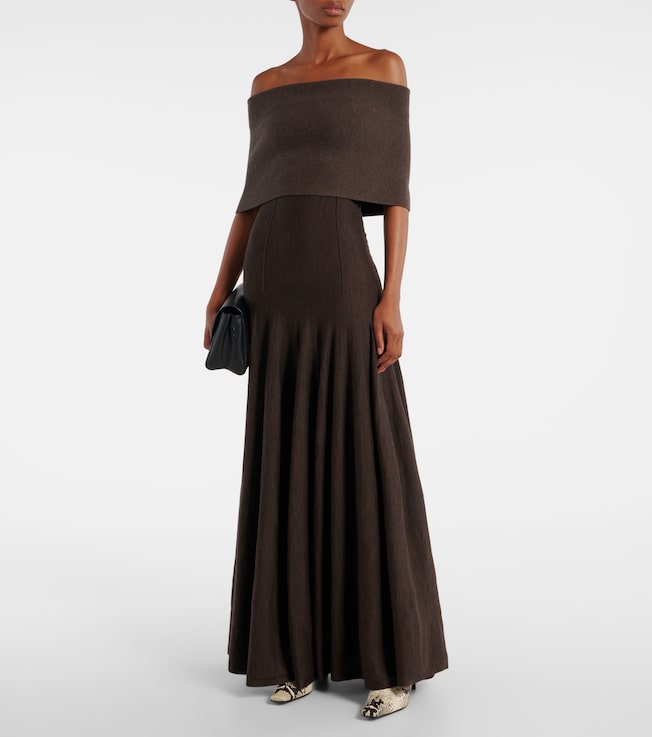 KHAITE Ava off-shoulder wool-blend maxi dress