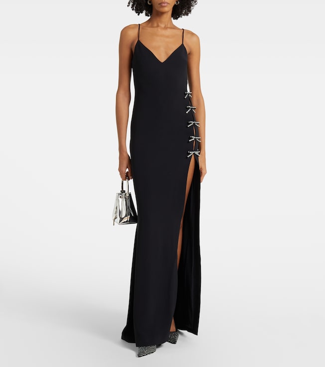 Elie Saab Embellished bow-detail cady gown