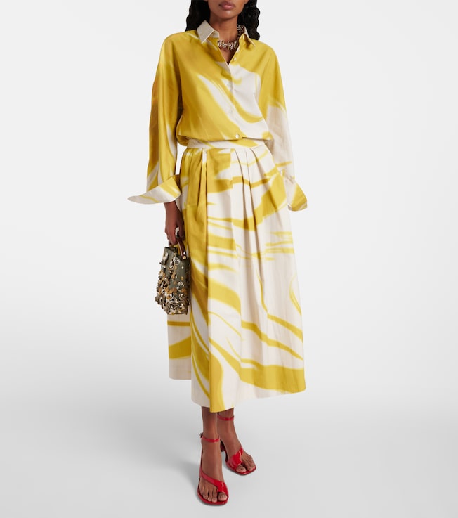 Dries Van Noten Printed cotton midi skirt
