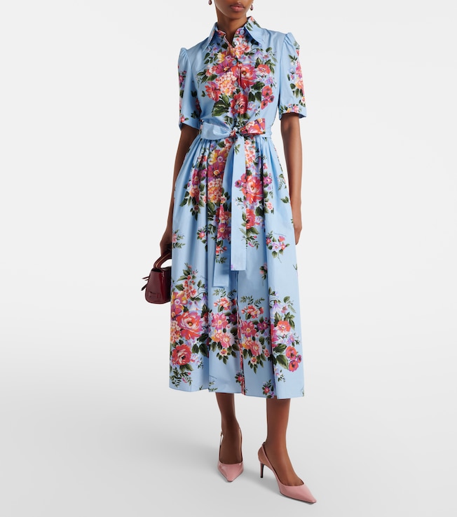 Dolce&Gabbana Floral belted cotton poplin shirt dress