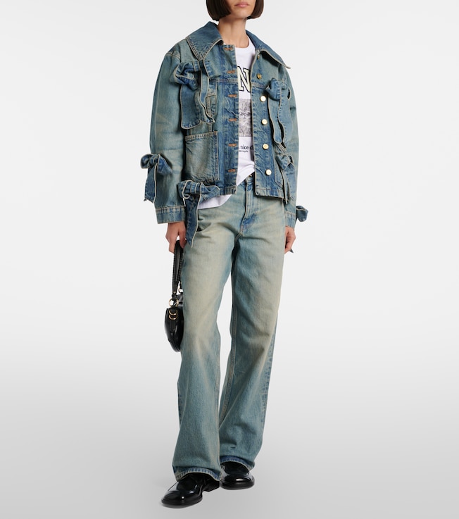 GANNI Bow-detail denim jacket