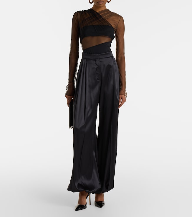 Nensi Dojaka Cutout ruched sheer bodysuit