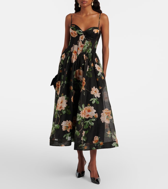 Zimmermann Luna linen and silk organza bustier dress