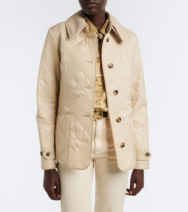 Burberry Fernleigh leather-trimmed quilted jacket 