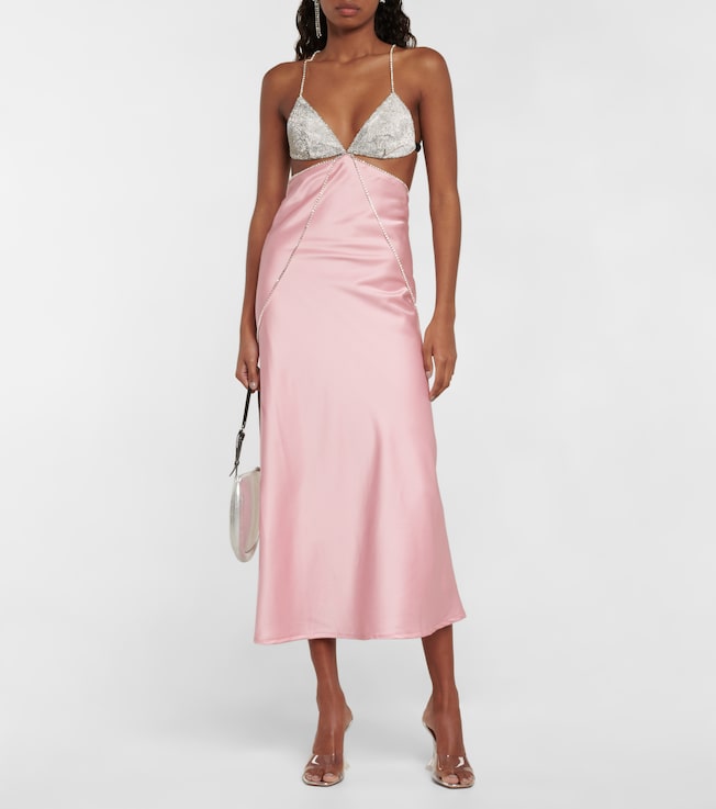 Dodo Bar Or Beatrice embellished silk satin dress