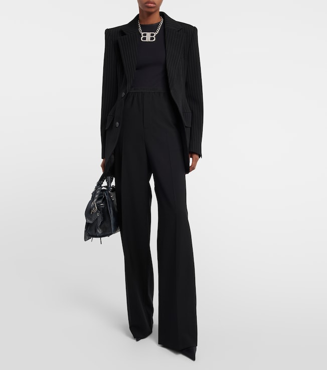 Balenciaga Logo mid-rise wide-leg wool pants