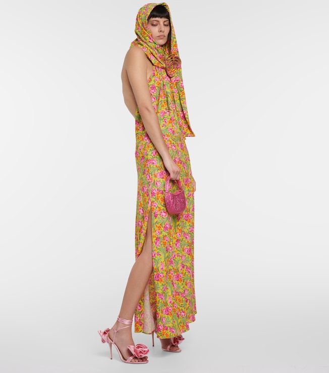 Magda Butrym Floral-appliqué hooded maxi dress