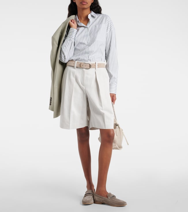 Brunello Cucinelli Striped cotton and silk poplin shirt