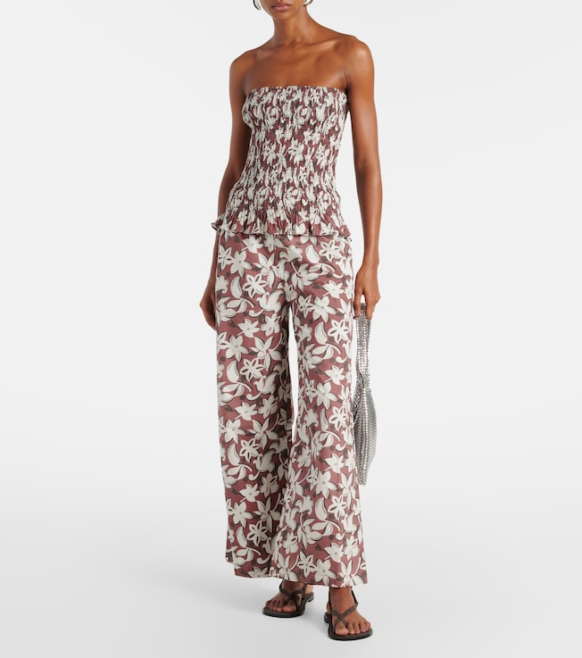 Faithfull Lucie floral shirred cotton bandeau top