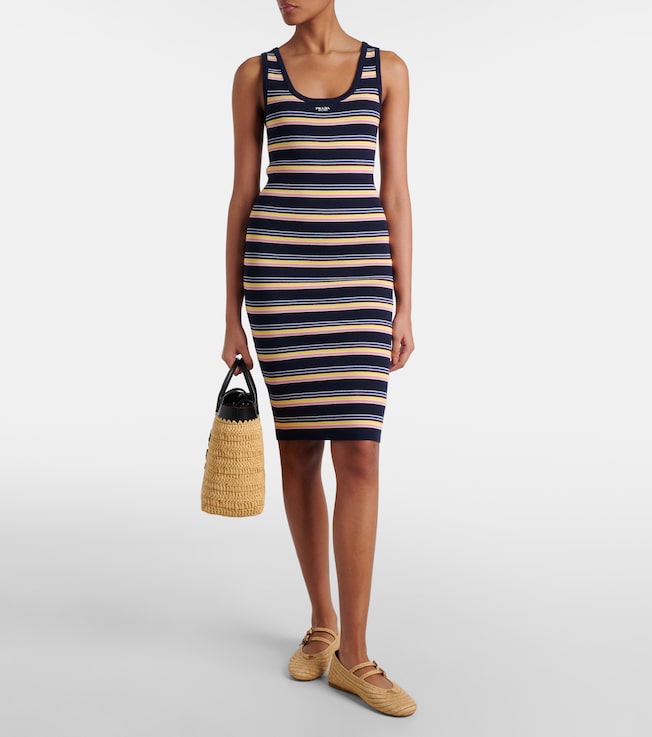 Prada Striped cotton midi dress
