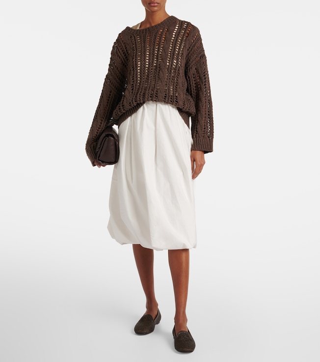 Brunello Cucinelli Cotton-blend midi skirt