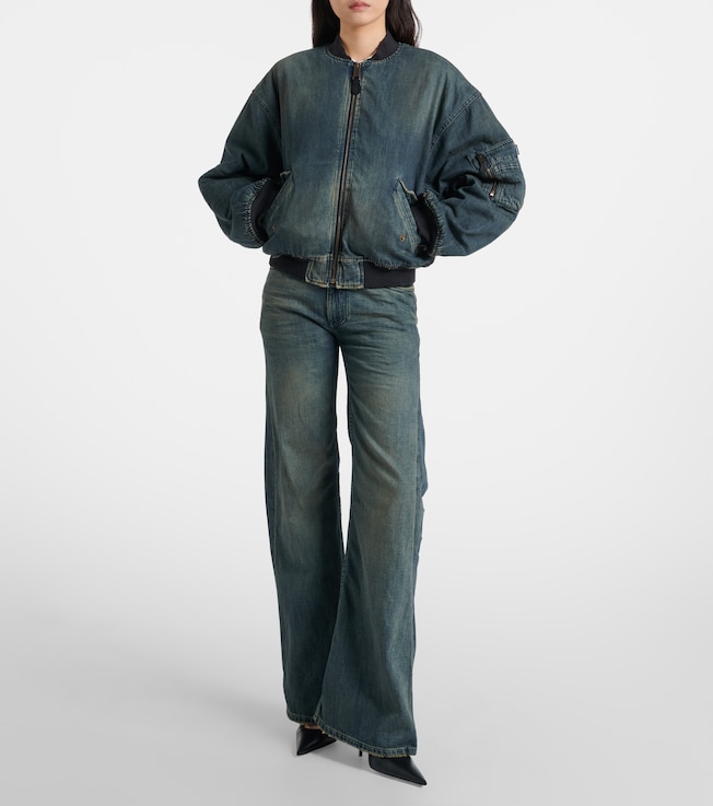 Balenciaga Distressed denim bomber jacket