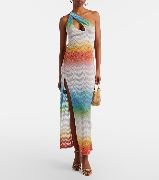 Missoni Asymmetric lamé maxi dress