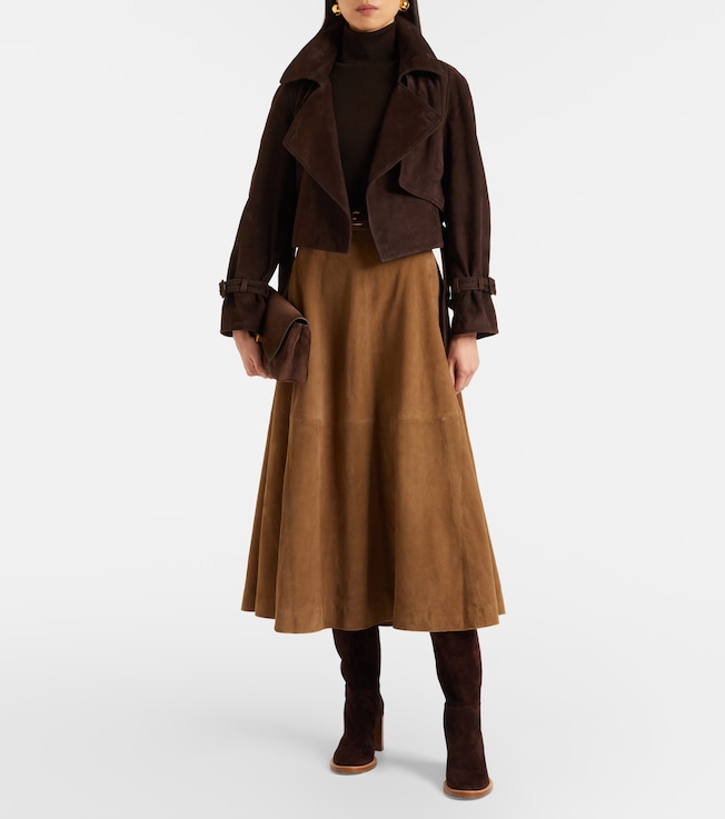 NOUR HAMMOUR Hatti cropped suede jacket