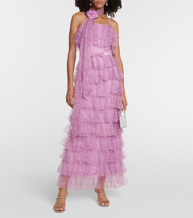 Rodarte Floral tulle maxi dress