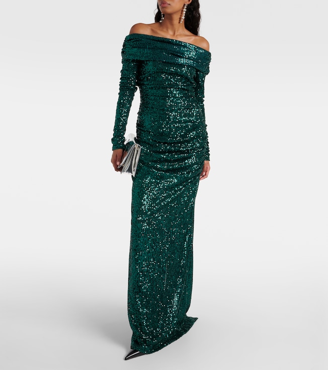 Dolce&Gabbana Off-shoulder sequined gown