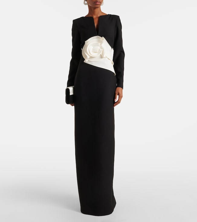 Roland Mouret Floral-appliqué crêpe gown