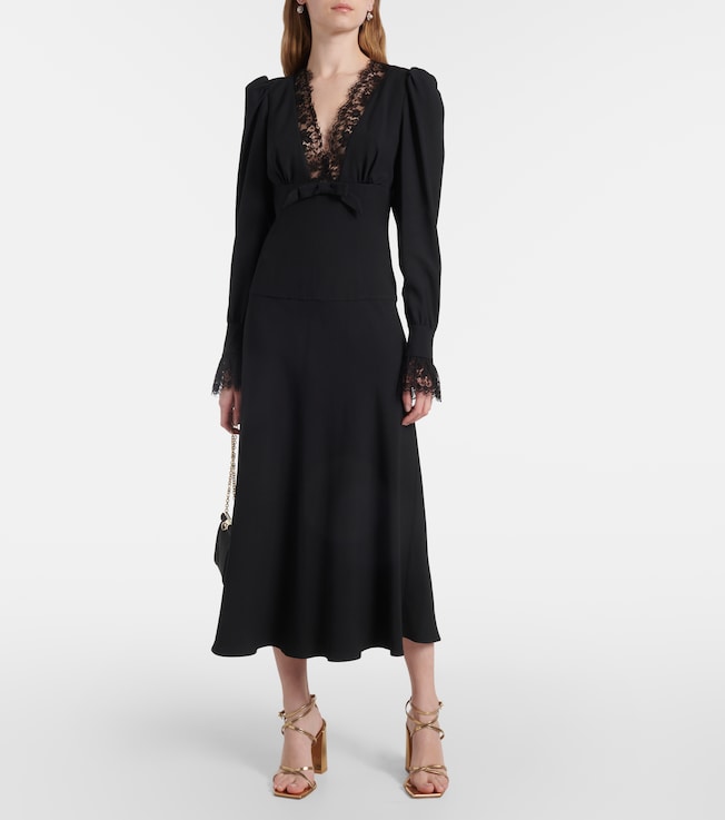 Alessandra Rich Envers lace-trimmed satin midi dress