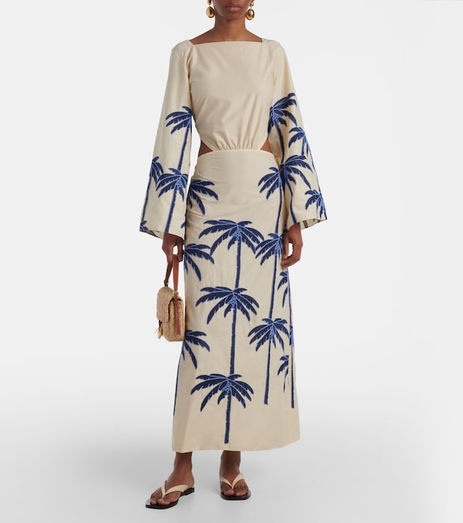 Johanna Ortiz Journey embroidered cutout midi dress