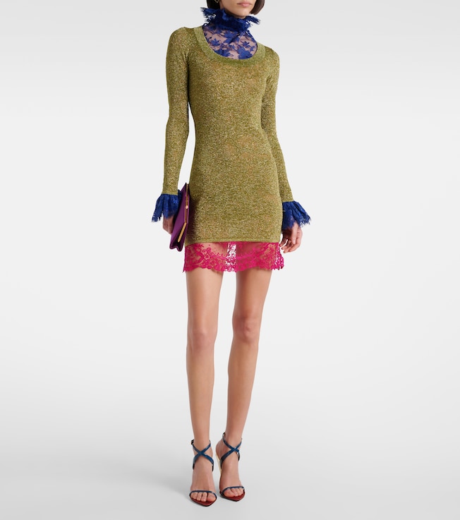 Saint Laurent Lamé lace minidress