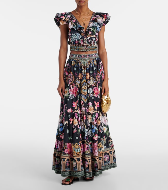 Camilla Crystal-embellished poplin maxi skirt