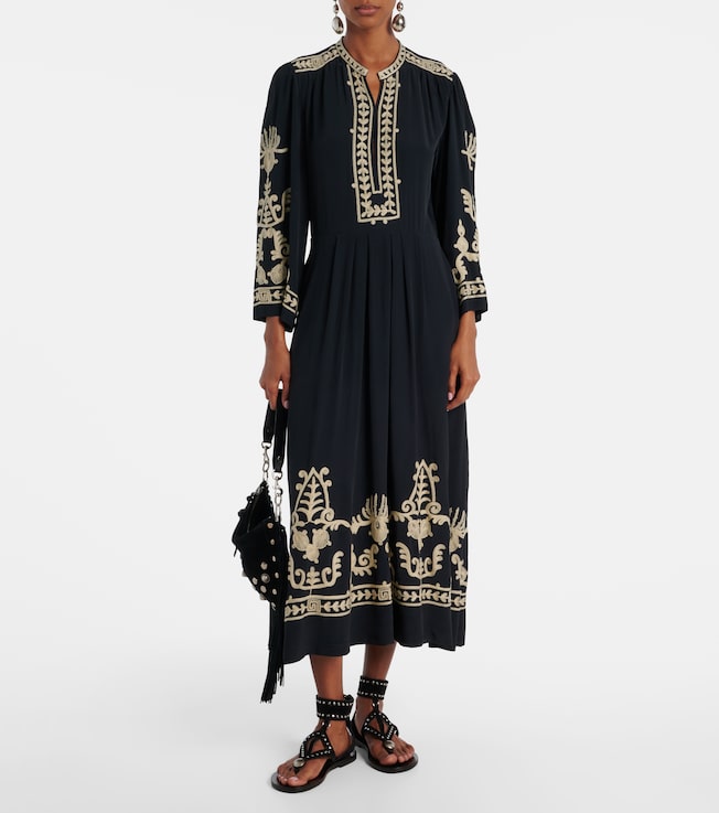 Marant Étoile Feliana embroidered crêpe maxi dress