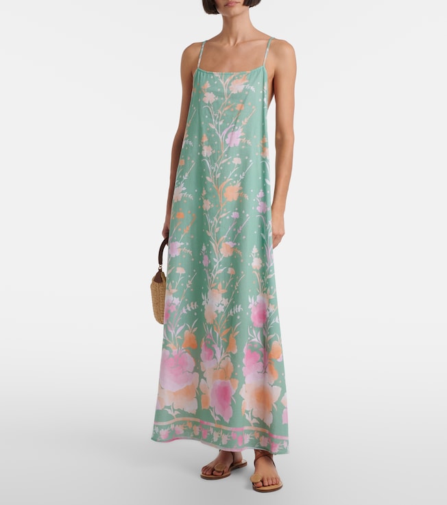 Juliet Dunn Floral cotton and linen maxi dress