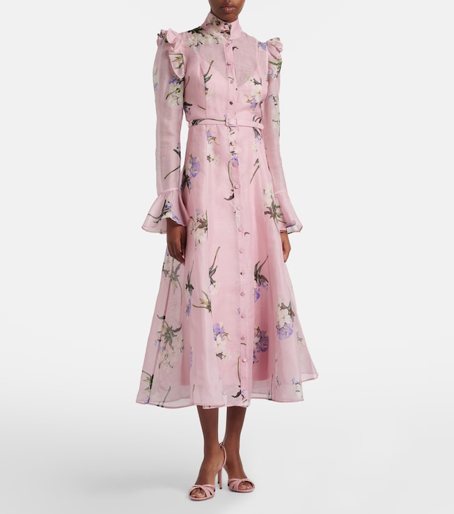 LEO LIN Katrina floral linen and silk midi dress