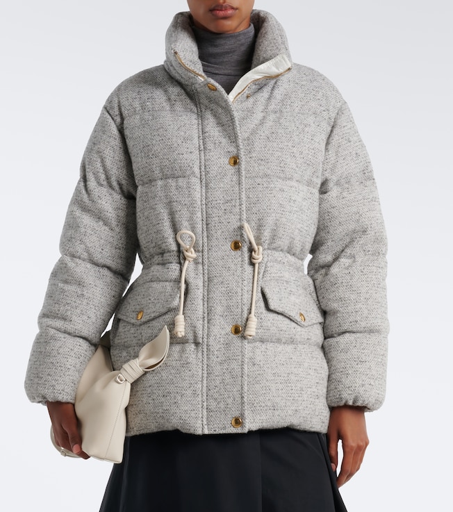 Moncler Wool-blend tweed down jacket