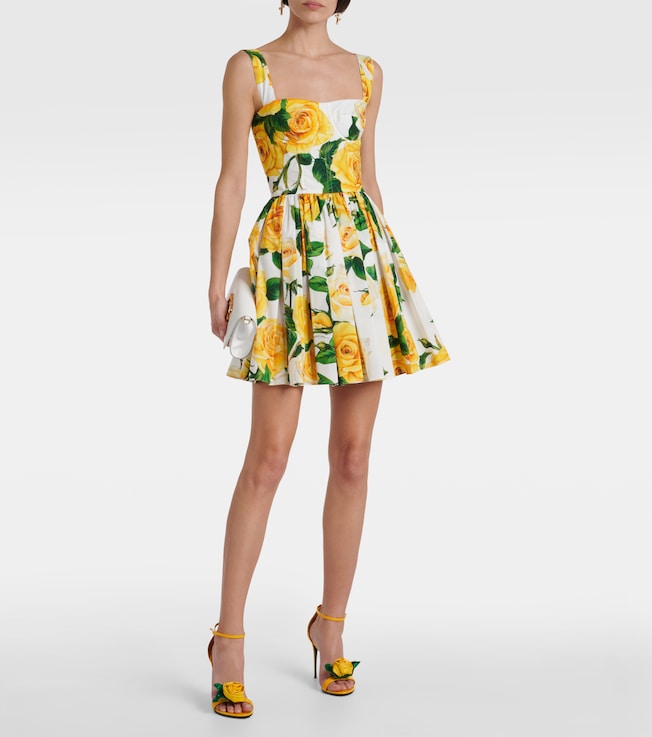 Dolce&Gabbana Floral pleated cotton minidress