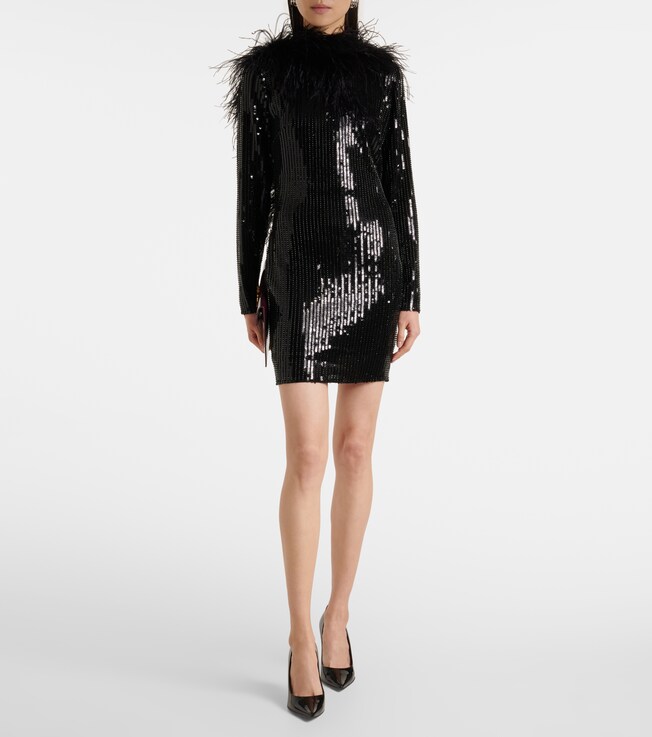 The New Arrivals Ilkyaz Ozel Juises feather-trimmed sequined minidress