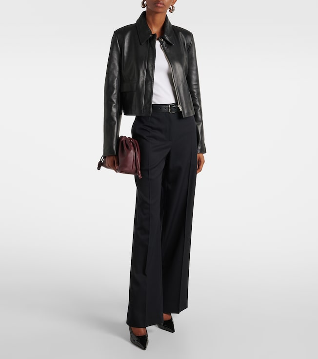 NOUR HAMMOUR Bleeker cropped leather jacket