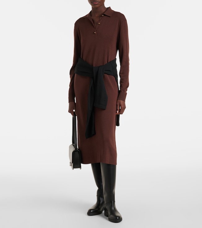 Loro Piana Lyskamm knitted silk polo dress