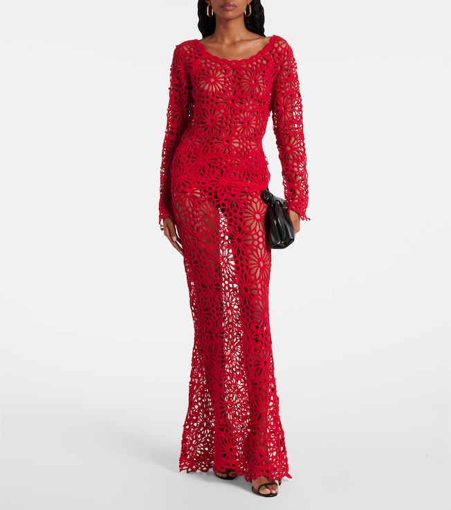suki crochet maxi dress with flowers Teagan Floral Hand Crochet Midi Dress / Blue | MESHKI