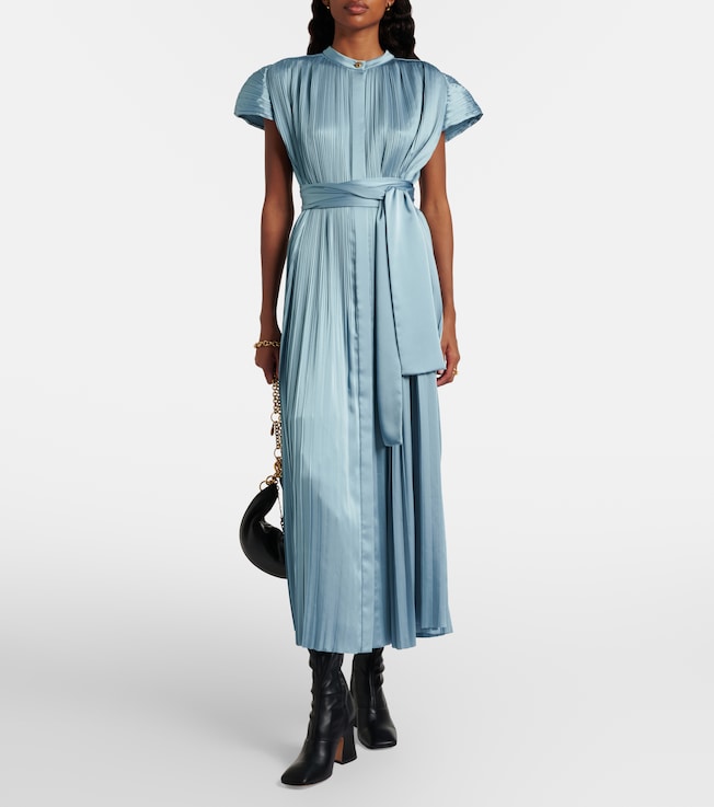 JOSEPH Phare plissé satin midi dress