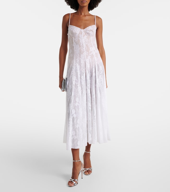 Norma Kamali Semi-sheer lace slip dress