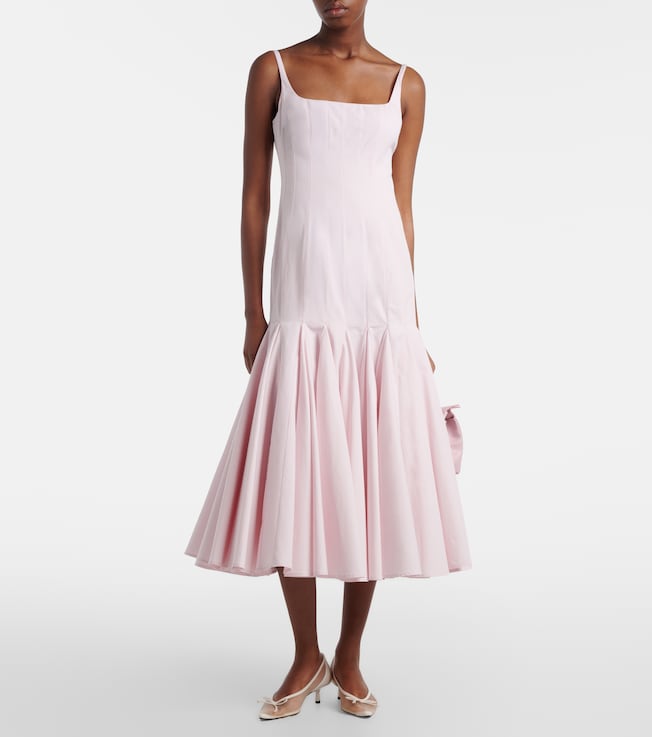 Jacquemus Agave pleated cotton poplin midi dress