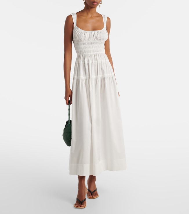 Dôen Clover shirred cotton poplin midi dress