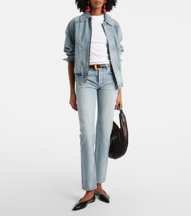 Saint Laurent Cassandre ribbed-knit cotton jersey T-shirt