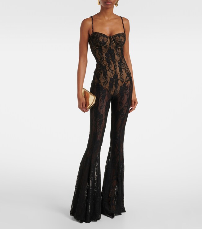 Norma Kamali Lace flared jumpsuit
