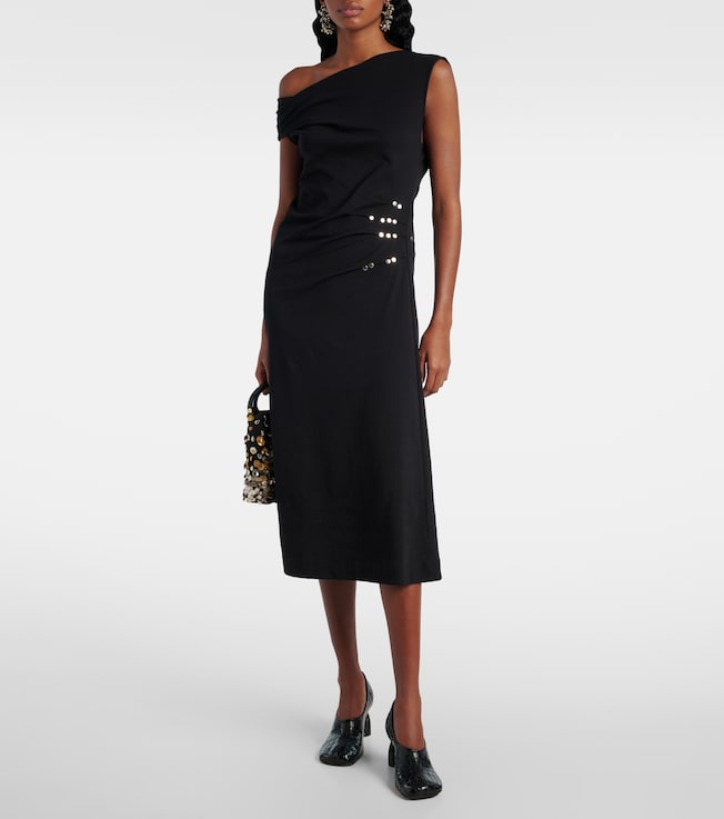Dries Van Noten Gathered embellished jersey midi dress