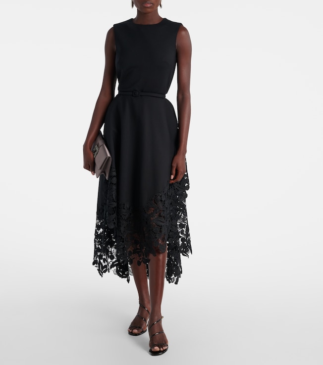 Oscar de la Renta Wool-blend and lace cocktail dress